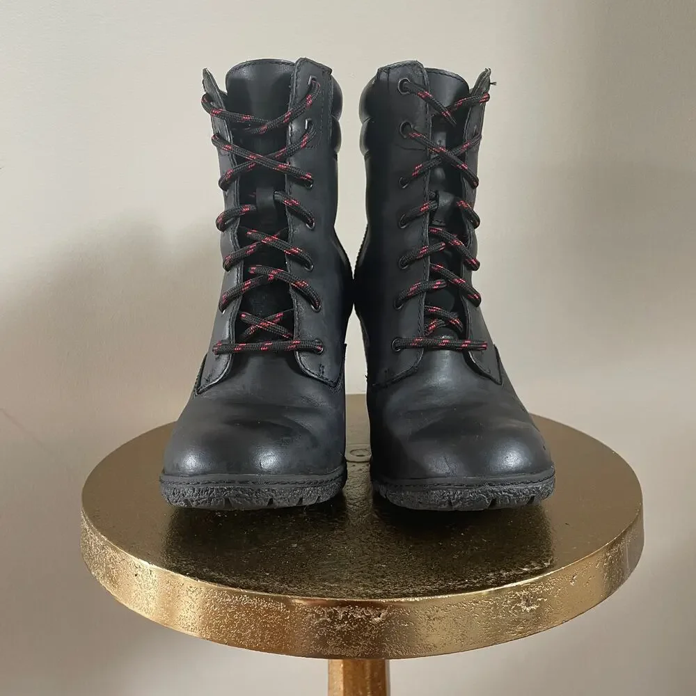 Rare Timberland Glancy Boots 7 Black Leather | Heel Lace Up Combat, Discontinued - Picture 6 of 15
